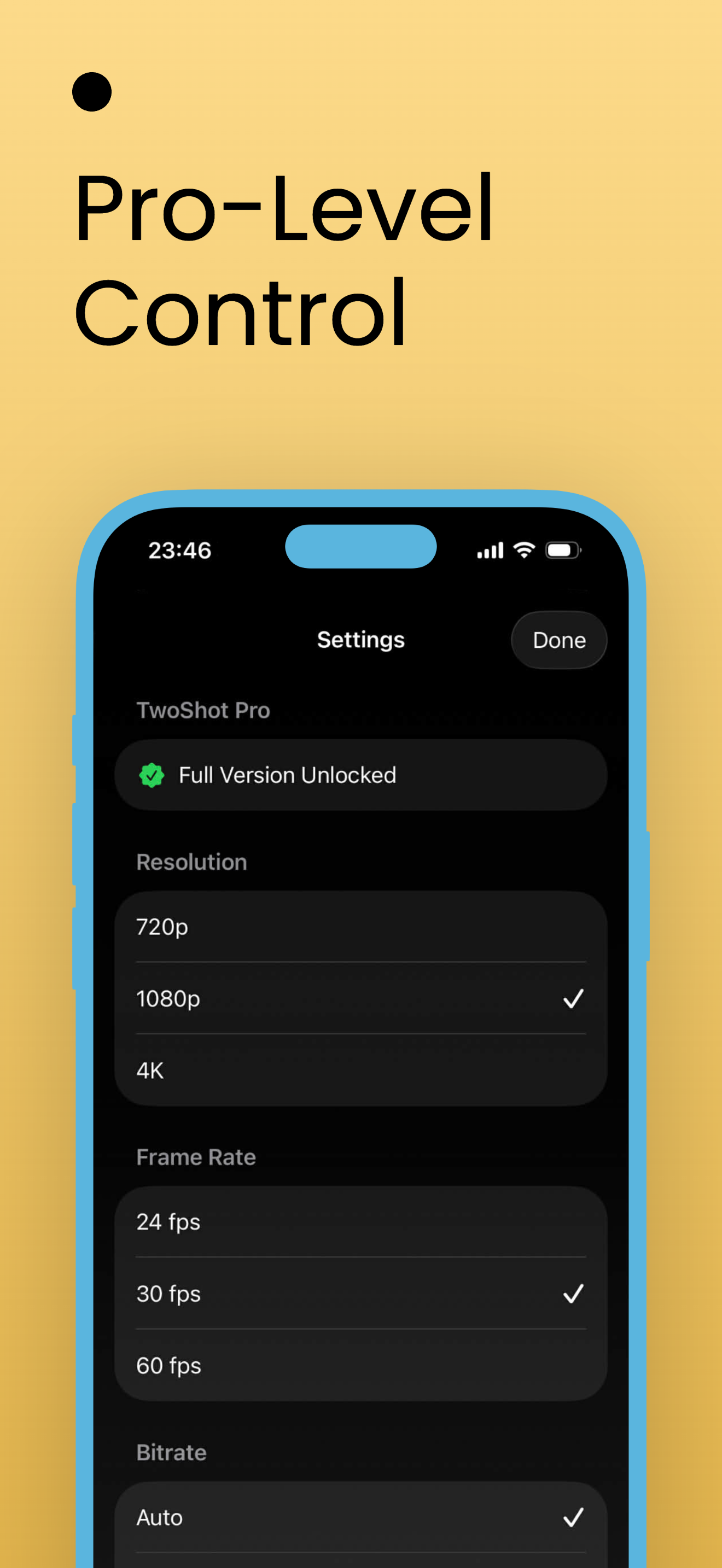 Pro-level settings